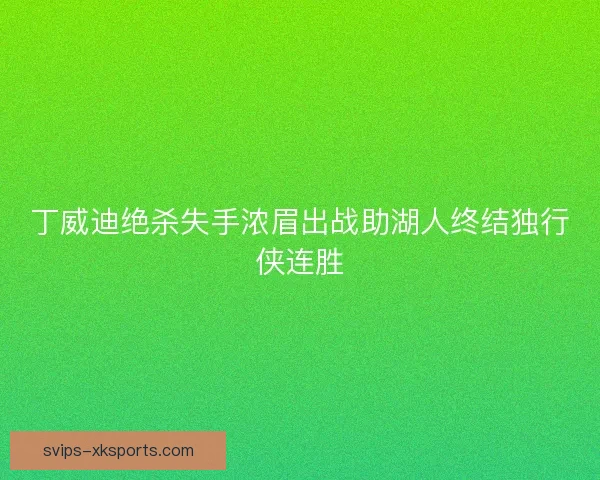 丁威迪绝杀失手浓眉出战助湖人终结独行侠连胜